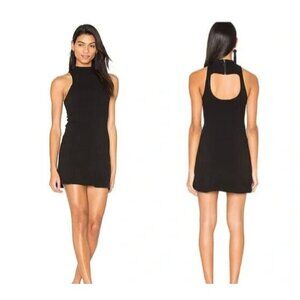 Free People Kitty Kat Mock Nexk Cutout Mini Dress Black Sleeveless Size Medium